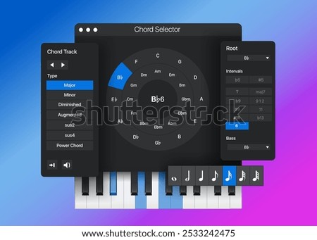 Chord selector panel. Vector illustration