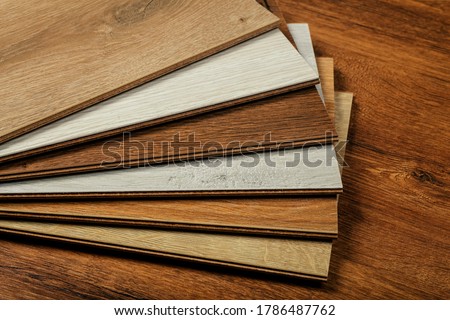 Laminate background. Samples of laminate or parquet with a pattern and wood texture for flooring and interior design. Production of wooden floors Photo stock © 
