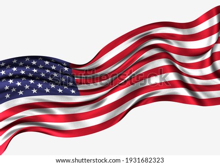 America Flag, Isolated on white background, 3D illustration
