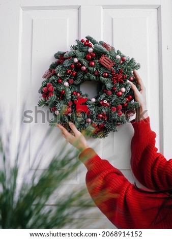 Similar – Image, Stock Photo Green door with ornamental windows