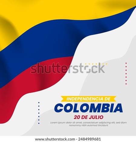 Colombia Independence Day Social Media Post Templates Background with flag