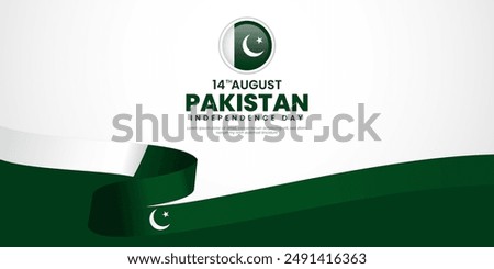 Pakistan Independence Day Background Design with waving flag. Greeting Card, Banner, Poster.