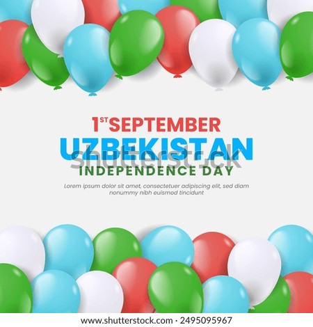 Uzbekistan Independence Day Greeting Card. Flying Balloons In National Colors of uzbekistan	