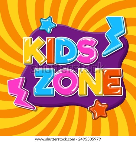 Kids zone banner for children area playground or playroom, vector cartoon yellow background