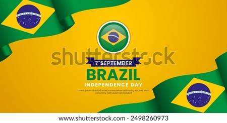 Brazil Independence Day Background Design September 7th Vector Illustration with waving ribbon flag