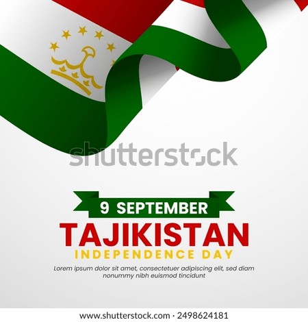 Tajikistan Independence Day 9 September. Waving flags isolated background.