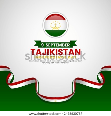 Tajikistan Independence Day social media feed template with waving ribbon flag