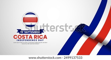 Costa Rica Independence Day Vector Illustration on September 15 with Waving Flag Background