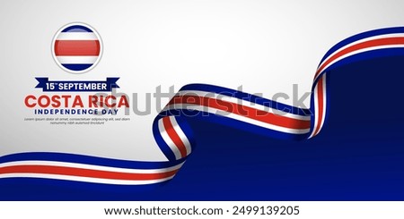 Costa Rica Independence day or National Day greeting banner with waving flag on white background