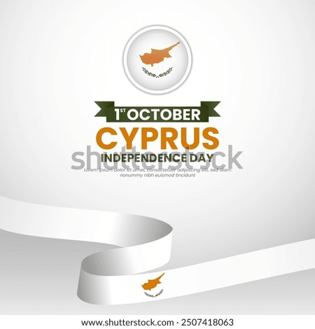 Cyprus Independence Day with Cyprus waving ribbon flag emblem design