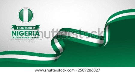 Nigeria Independence Day Celebration ribbon flag background. Template for Poster, Banner, Advertising, Greeting Card or Print Design Element