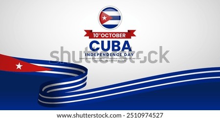 Cuba independence day celebration background with waving ribbon cuba flag design