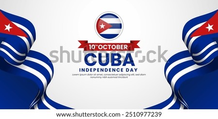 Cuba Independence Day on October 10 banner background with waving ribbon cuba flag design