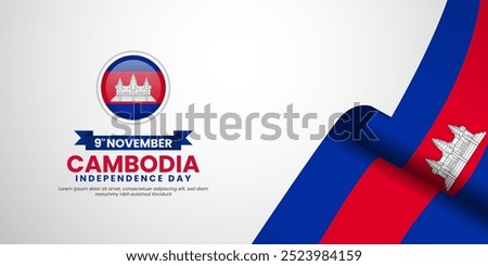 Cambodia Flag Waving Background. Cambodia Independence Day Design Vector Illustration