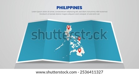 philippines map travel with pin tag location design Illustration