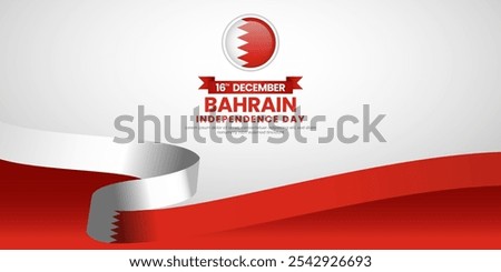 Bahrain independence day celebration banner background. Waving Ribbon with Bahrain National flag