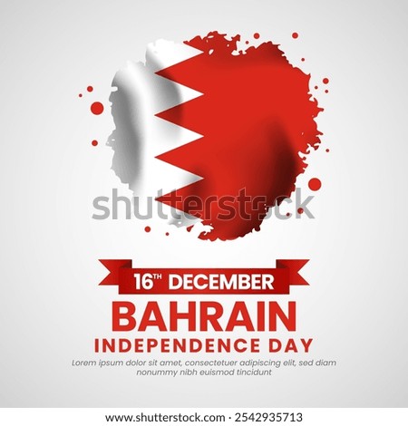 Bahrain Independence Day Square Banner Background Design with Grunge Brush in National Flag Colors