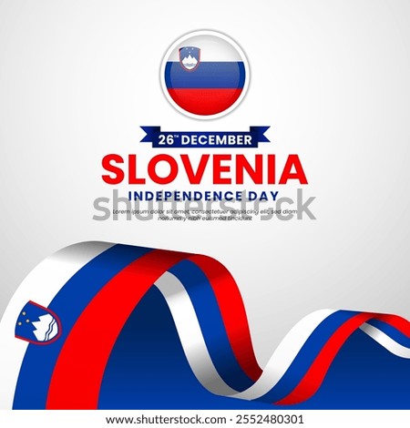 Slovenia flag for Independence day banner background with waving ribbon flag