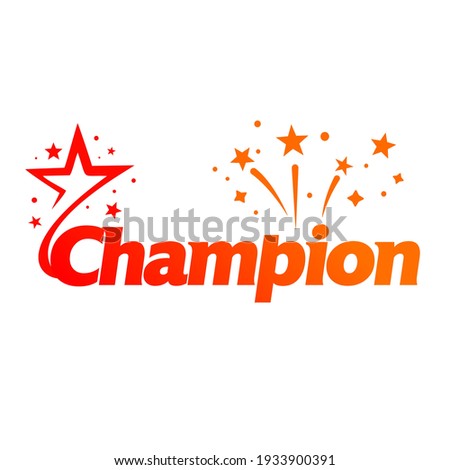 Champion Victory Celebration logo design. champions text effect with bold style use for  brand logo. Champion Trophy vector. Champion sports league emblem badge graphic.
