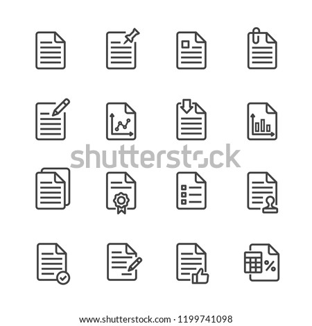 Document web line icon set