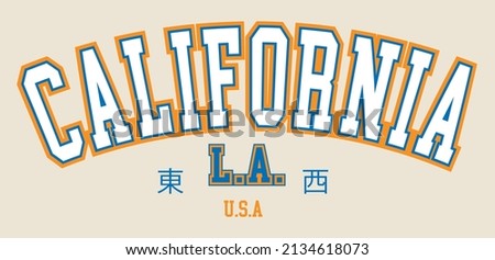 california la los angeles japanese style usa retro varsity campus college fonts for t-shirt
