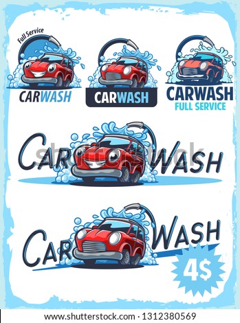 car wash retro label