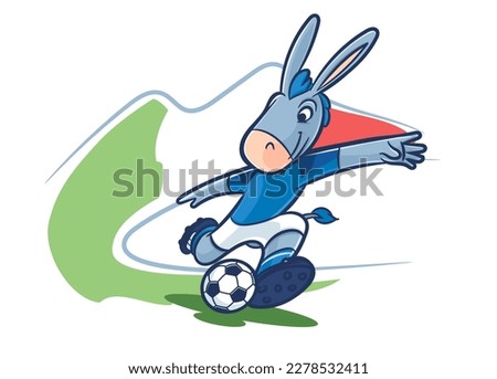 donkey kicks ball behind background of vesuvius naples tricolor italy