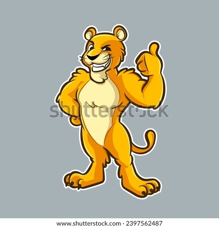 puma mascot cartoon with good hand