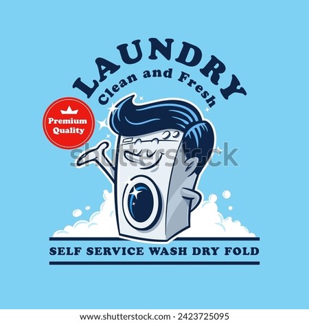 cartoon washing machine gentleman with topknot home appliances salesman
​