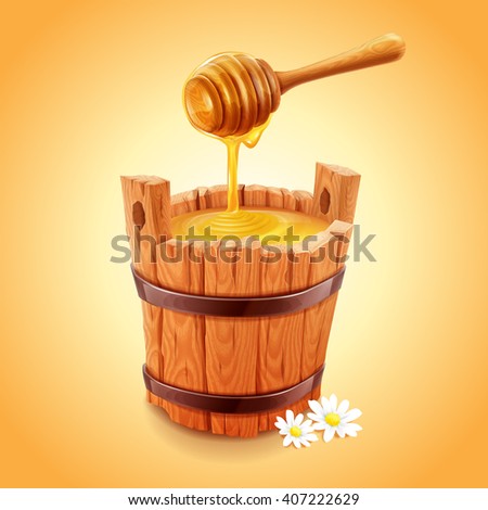 honey stick and bucket