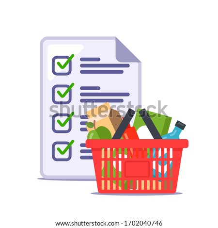 man made a grocery list for the store. recipe. flat vector illustration.
