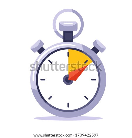 Iron stopwatch counts time. catch up in time. flat vector illustration