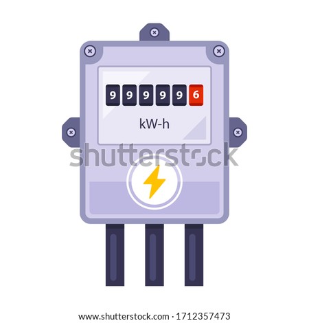 Home electricity meter counts energy. flat vector illustration.