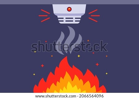 smoke detector against indoor fire. building smoke alarm. flat vector illustration