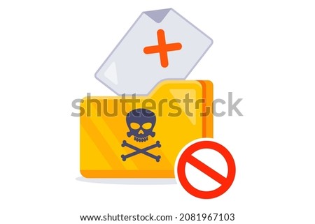 folder on the computer with prohibited files. flat vector illustration.