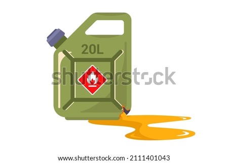 the gas canister is leaking. leakage of flammable liquid. flat vector illustration. Foto stock © 