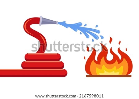 fire hose extinguish the fire. localization of fire. flat vector illustration. Stockfoto © 