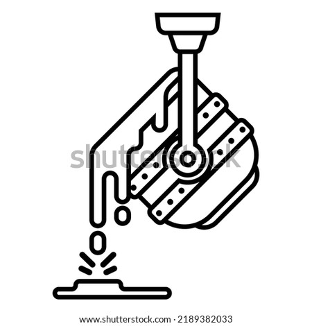 molten metal linear icon. iron smelting plant. flat vector illustration.