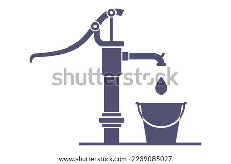 hand pump black icon for extracting water. flat vector illustration.