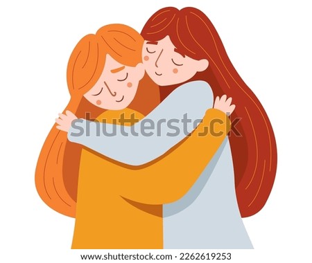 Similar – Image, Stock Photo Two girls and a child playing on the river