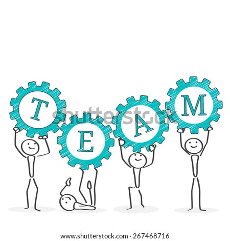 Teamwork concept illustration. Ink style design.