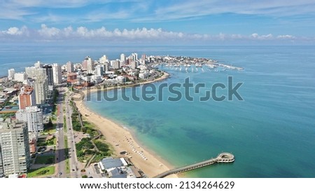 Wonderful panoramic view of Punta del Este main avenue and the seashore. Punta del Este, Uruguay Foto stock © 
