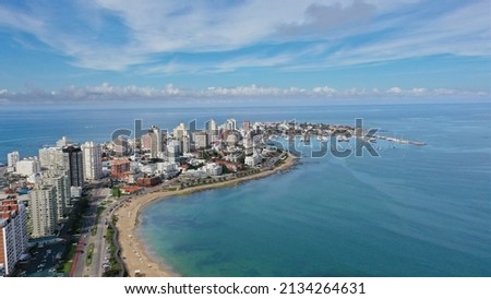 Wonderful panoramic view of Punta del Este main avenue and the seashore. Punta del Este, Uruguay Foto d'archivio © 