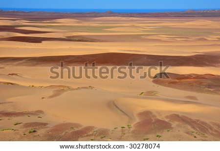 Sand dunes on Skeleton coast in Namibia
