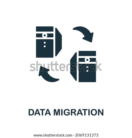 Data Migration icon. Monochrome sign from technology collection. Creative Data Migration icon illustration for web design, infographics and more
