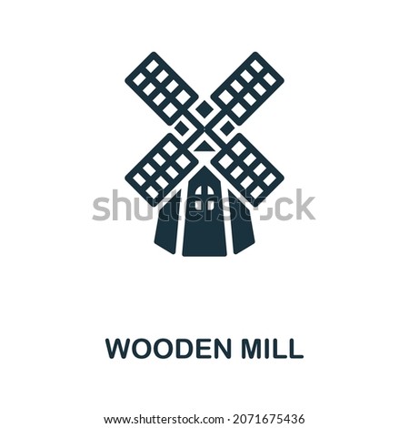 Wooden Mill icon. Monochrome sign from farming collection. Creative Wooden Mill icon illustration for web design, infographics and more