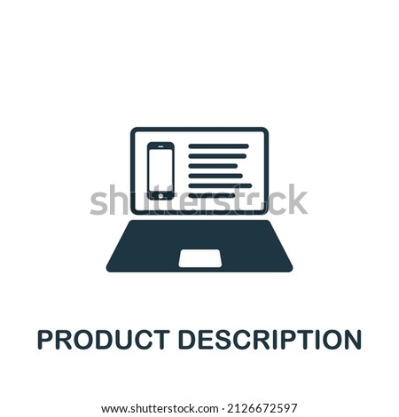 Product Description icon. Monochrome simple icon for templates, web design and infographics