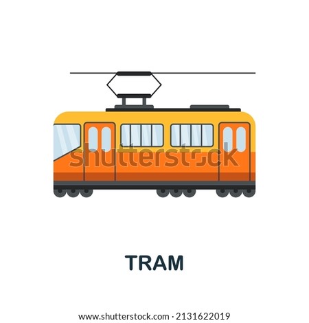 Tram flat icon. Colored element sign from public transport collection. Flat Tram icon sign for web design, infographics and more.