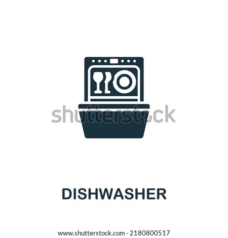 Dishwasher icon. Monochrome simple line Housekeeping icon for templates, web design and infographics