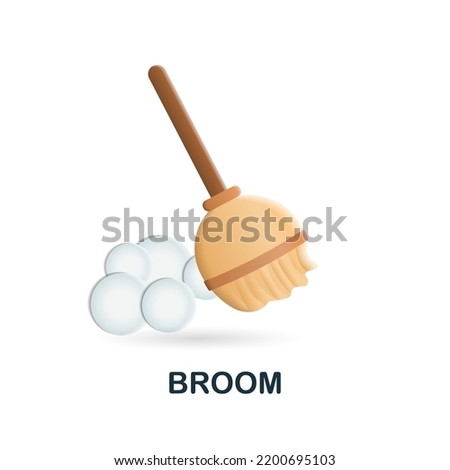 Broom icon. 3d illustration from cleaning collection. Creative Broom 3d icon for web design, templates, infographics and more
